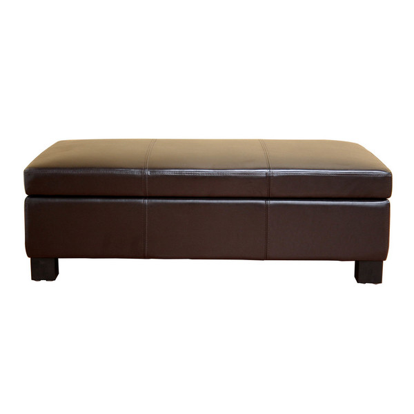 Baxton Studio Gallo Dark Brown Leather Storage Ottoman 39-3300